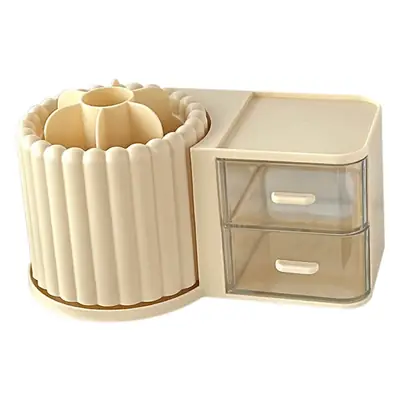 Rotating Makeup Brush Storage Rack with Clock