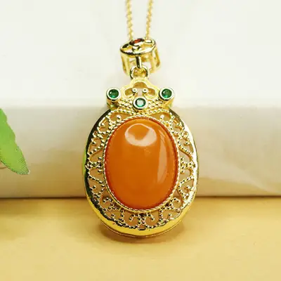 Aiyu Natural Amber Pendant Necklace for Women
