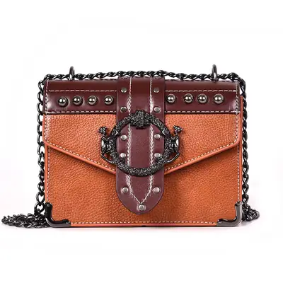 Women's Rivet Crossbody Bag Brown Leather 2026