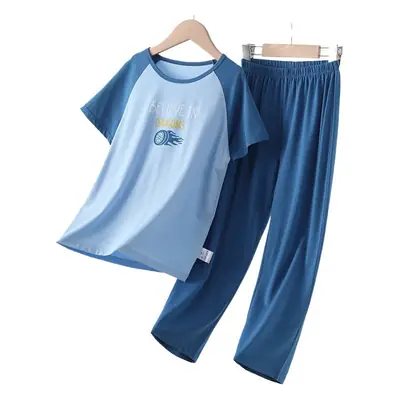 Children's Blue White Cartoon Pajamas Set for Boys