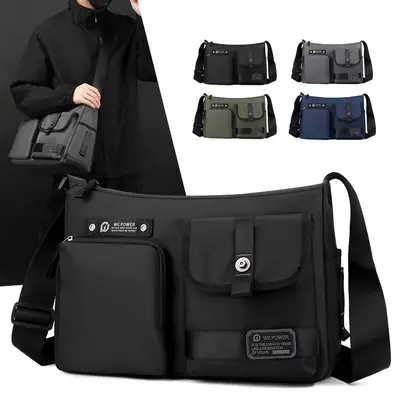 Men's Green Satchel Crossbody Bag Large Capacity