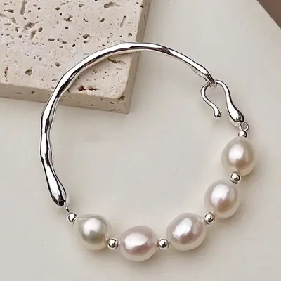 Natural Pearl Half Bead Bracelet for Women