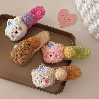 Cute Plush Bear Hairpin for Girls