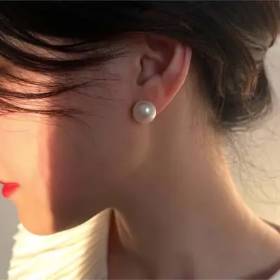 12mm Large 5A Freshwater Pearl Earrings for Women Light Luxury