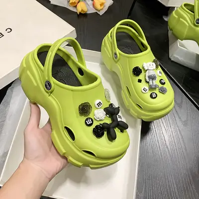 Women Black Hole Shoes Thick Platform Summer Wear