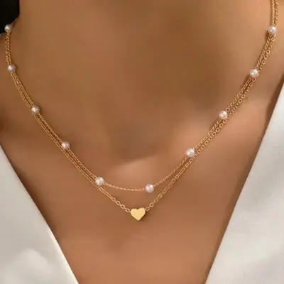 European & American Cross-Country Pearl Love Necklace