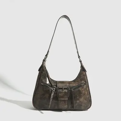 Vintage Women's Crossbody Bag with Metal Buckle