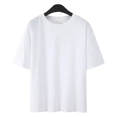 Men Women Summer Heavy Cotton T-Shirt Loose Fit Shoulder Short Sleeve