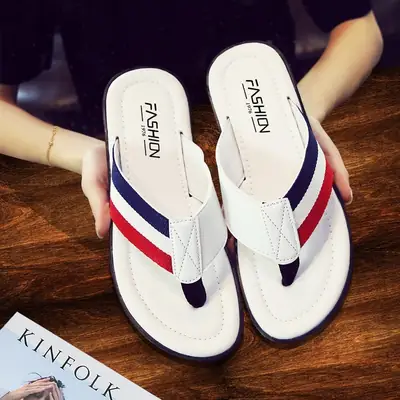 2023 White Red Blue Men's Flip Flops