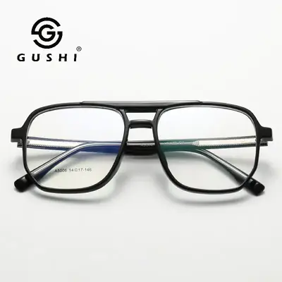 Men's Double Center Beam Glasses Black Metal Fashion