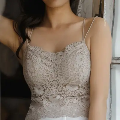 Lace Back Strap Vest with Chest Pad Bra for Women