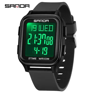 Sanda Digital Watch Men Women Sports Waterproof White