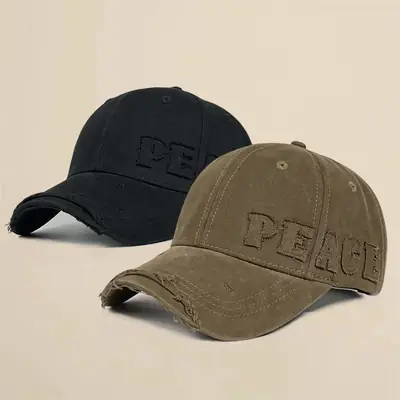 Men's Black PEACE Embroidered Baseball Cap