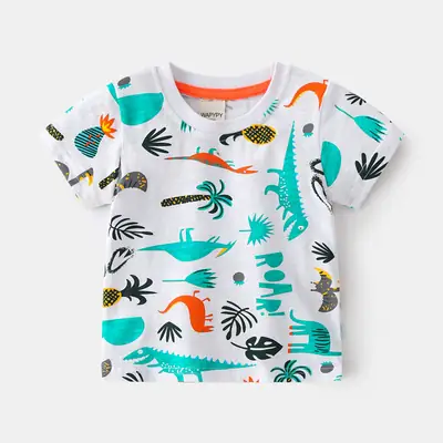 Children's Dinosaur Print White T-Shirt