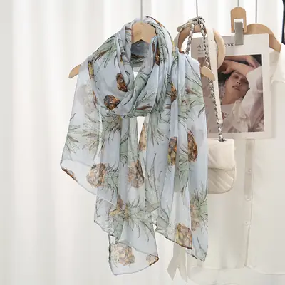 Silk Scarf Women's Muslim Closed Toe Sea Side Travel Sunscreen New Large Size