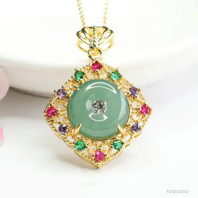 Guan Yu Jade Pendant Necklace with Safety Buckle Design