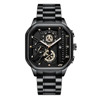 Men's Quartz Watch Black Square Large Dial 22cm