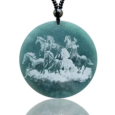 Ice Bottom Blue Water Eight Horses Necklace