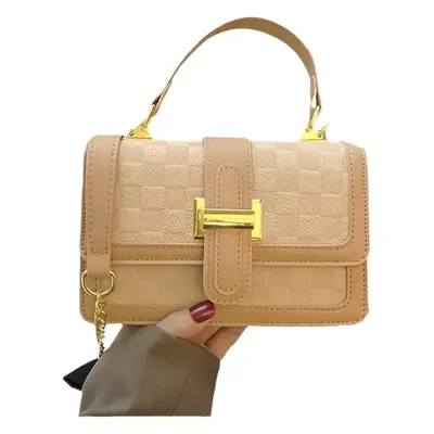 Black Velvet Square Handbag with Gold Chain for Women