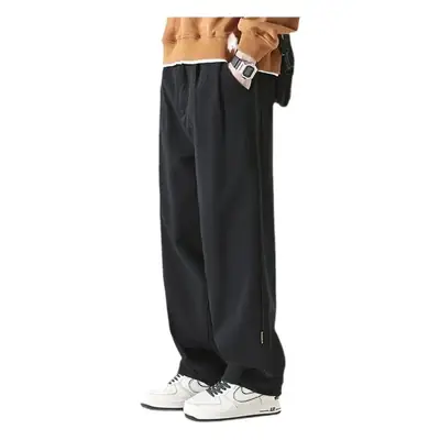 Men's Black Wide Leg Pants Solid Color Spring New