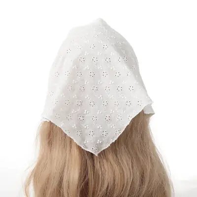 White Flower Lace Triangle Scarf for Girls