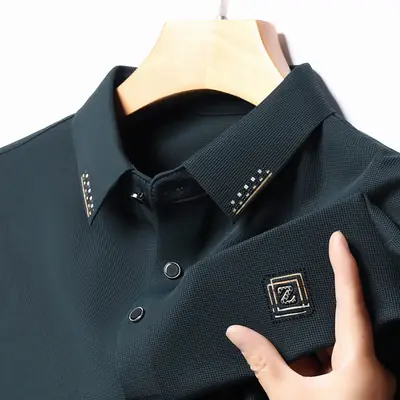 Men's Dark Blue Polo Long Sleeve T-Shirt