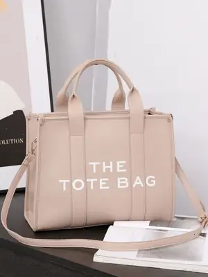 High-end Korean Letter Tote Bag Beige Lightweight Shoulder Bag