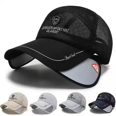Men's Black Mesh Sun Hat with UV400 Lens