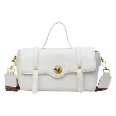 Women's White Crossbody Bag with Gold Clasp
