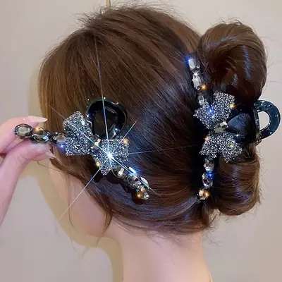 Full Diamond Bow Hair Clip for Women