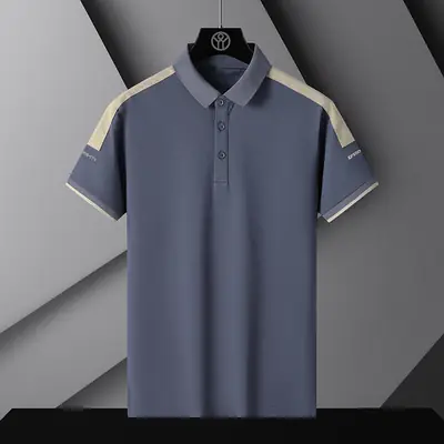 Men's Black Beige Polo Shirt Collar Design