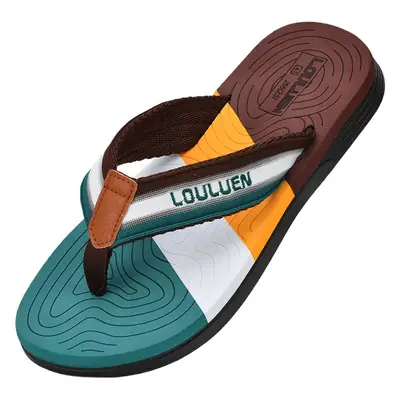 Men's Orange Beach Flip-Flops Non-Slip Clip Casual Sandals
