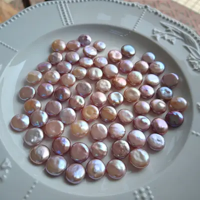 13-14mm Freshwater Pearl Flat Beads Pink Purple Baroque Colorful