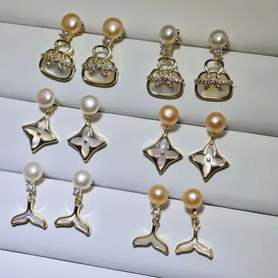 S925 Pearl Butterfly Earrings Fishtail Design
