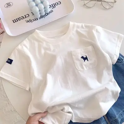 White 25 Boys Cotton T-shirt Summer New