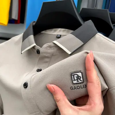 Men's Thin Business Polo Shirt Summer Grey GAOLINI