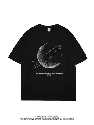 Acu Men Navy Starry Sky Line Print T-Shirt 2026
