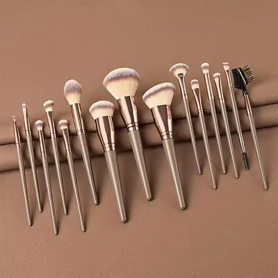 15-Piece Makeup Brush Set for Blush, Foundation, Eye Shadow & Eyebrow