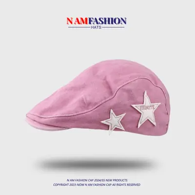 Women Pink Five Point Star Denim Cap