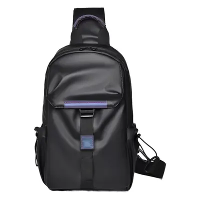 Men's Large Capacity Shoulder Bag with Purple Accents