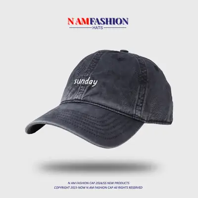 Washed Embroidered Peaked Cap Women Casual Korean Style