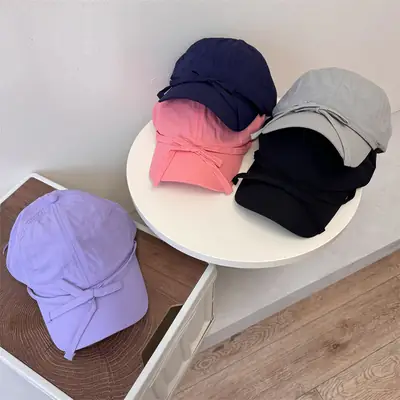 Women's Bowknot Sun Proof Cap Light Purple Navy