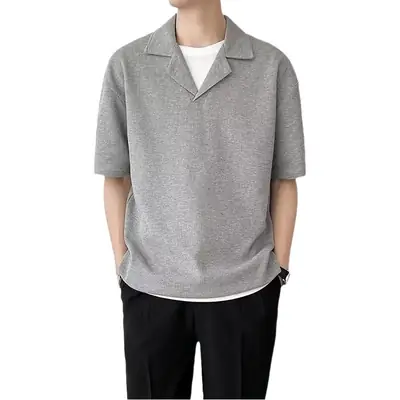 Men Black Polo Shirt Summer Cool Casual Ice Silk Short Sleeve
