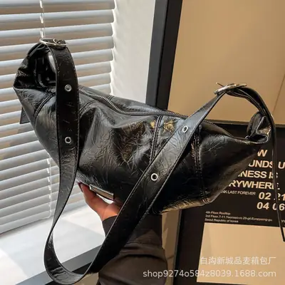 Black PU Leather Shoulder Bag for Women 2026