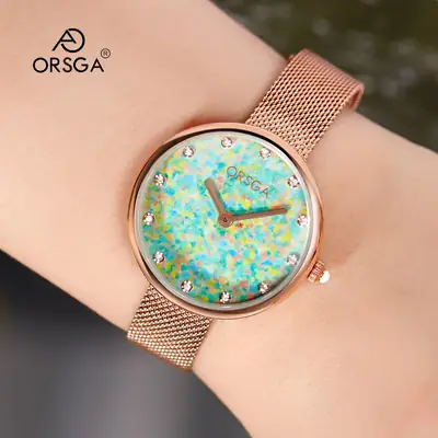 Women's Blue Sparkle Quartz Watch with Rose Gold Case
