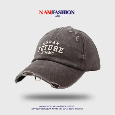 Women Grey Retro Letter Embroidered Baseball Cap