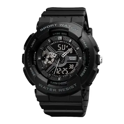 Black Digital Sports Watch with Green Display & Water Resistant
