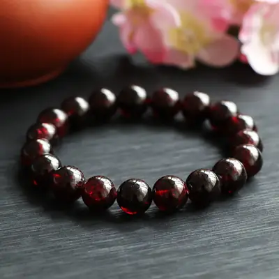 Guan Yu Natural Garnet Bracelet 9mm Colorful Gemstone