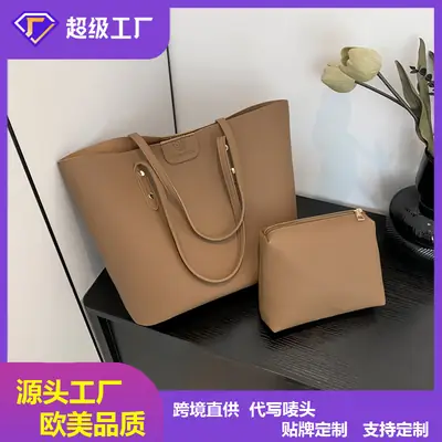 Retro Brown Shoulder Tote Bag Large Capacity Casual 2024