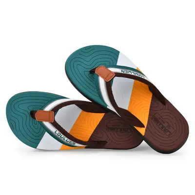 Men's Teal Orange Flip Flops Summer Outdoor Slippers